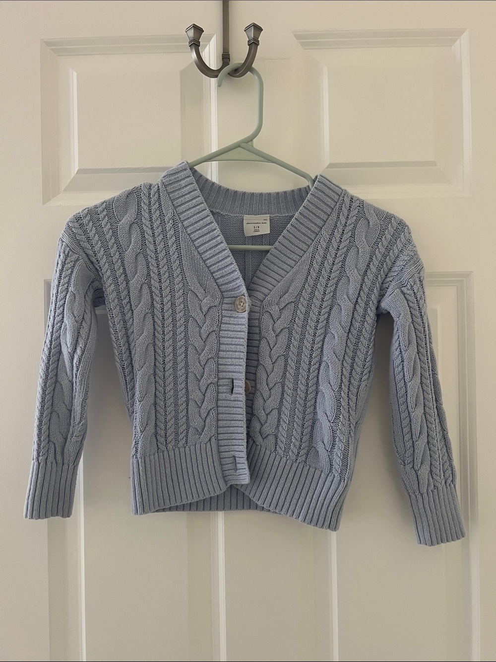 Abercrombie Kids - Light Blue Cable Knit V-Neck Cardigan Sweater size 5/6